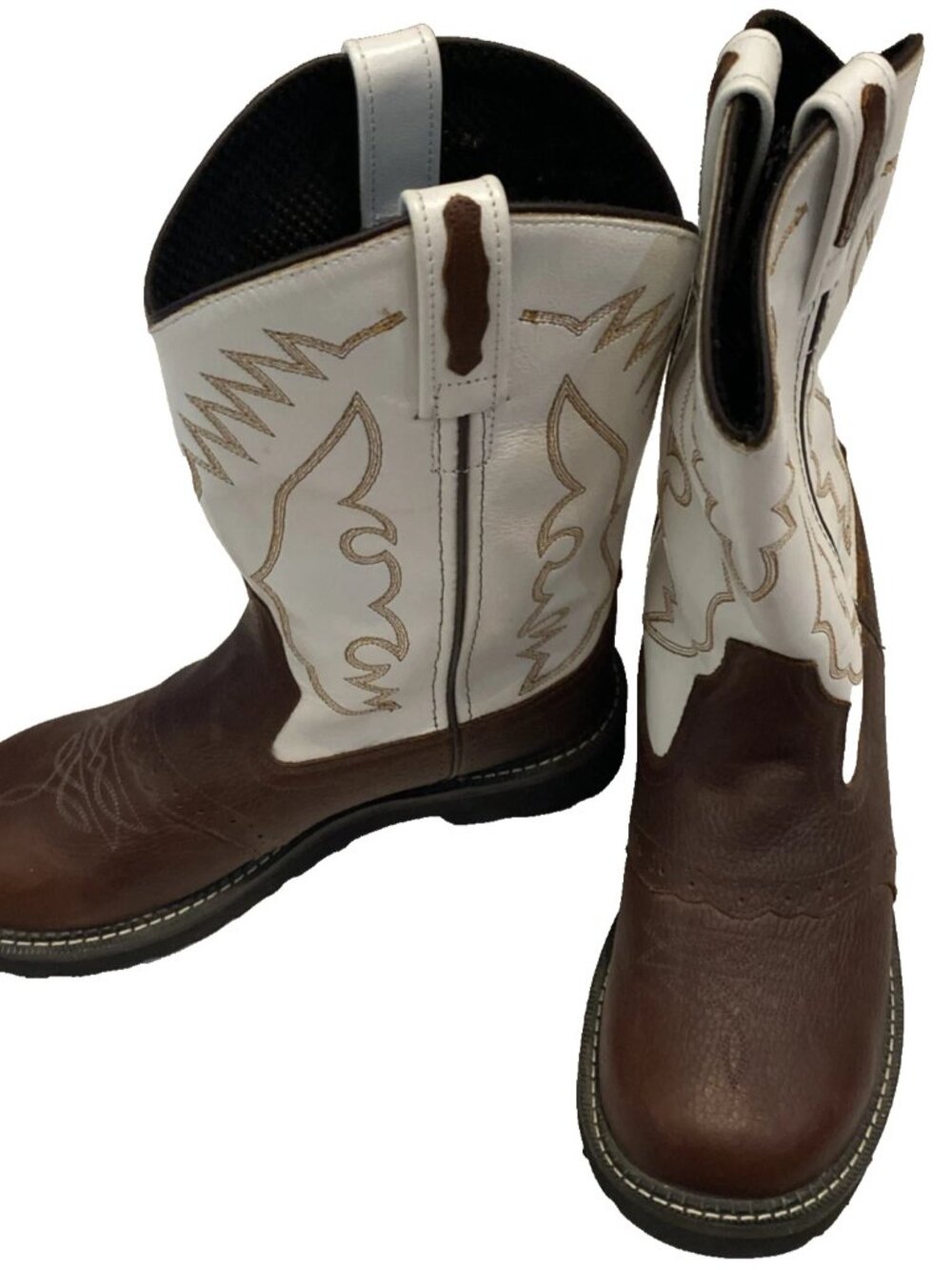 Old West TB2236Y Youth 7D White Leather Roper Western Cowboy Boots Excellent